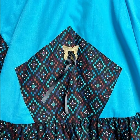Vintage Country Western Square-dancing Blue and Black Patchwork Skirt