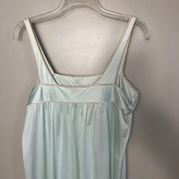 Vintage Diane Von Furstenberg for RE7 DVG 70s  Nylon Sleep Gown Blue Slip Large