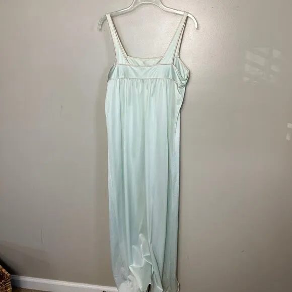 Vintage Diane Von Furstenberg for RE7 DVG 70s  Nylon Sleep Gown Blue Slip Large