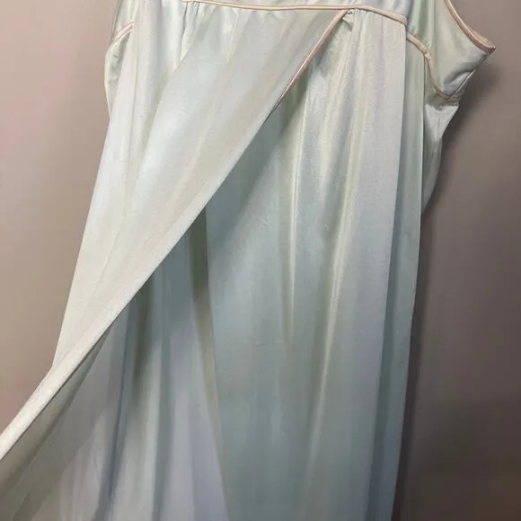 Vintage Diane Von Furstenberg for RE7 DVG 70s  Nylon Sleep Gown Blue Slip Large