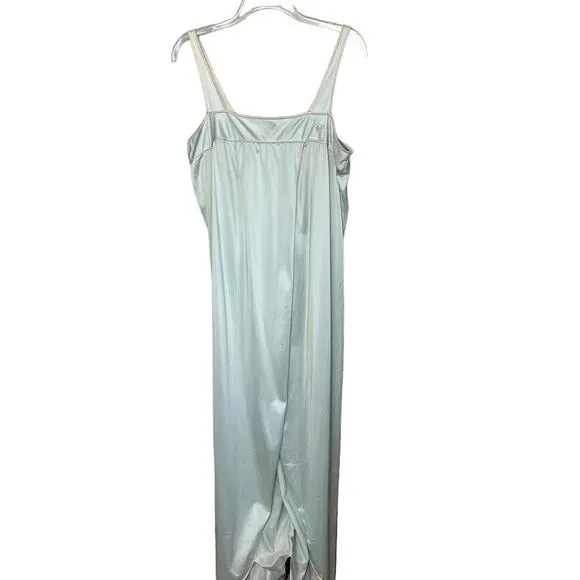 Vintage Diane Von Furstenberg for RE7 DVG 70s  Nylon Sleep Gown Blue Slip Large