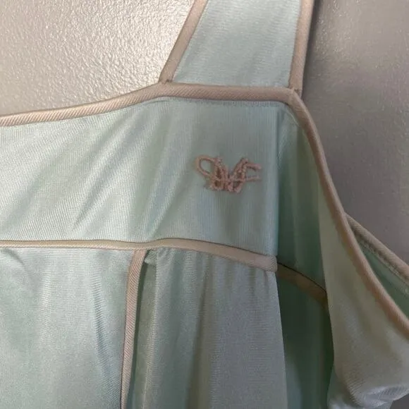 Vintage Diane Von Furstenberg for RE7 DVG 70s  Nylon Sleep Gown Blue Slip Large