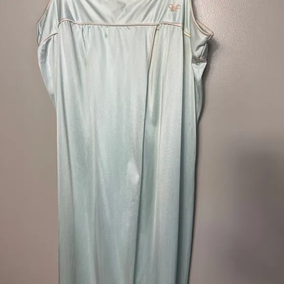 Vintage Diane Von Furstenberg for RE7 DVG 70s  Nylon Sleep Gown Blue Slip Large