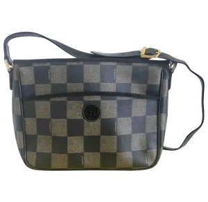 Vintage FENDI pecan chess pattern shoulder bag with FF logo motif. Classic purse for daily and unisex use. Must have.