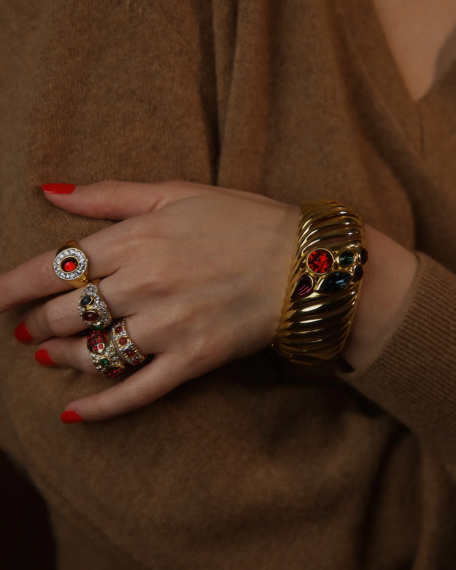 Vintage Givenchy Gem Stone Hinged Bangle