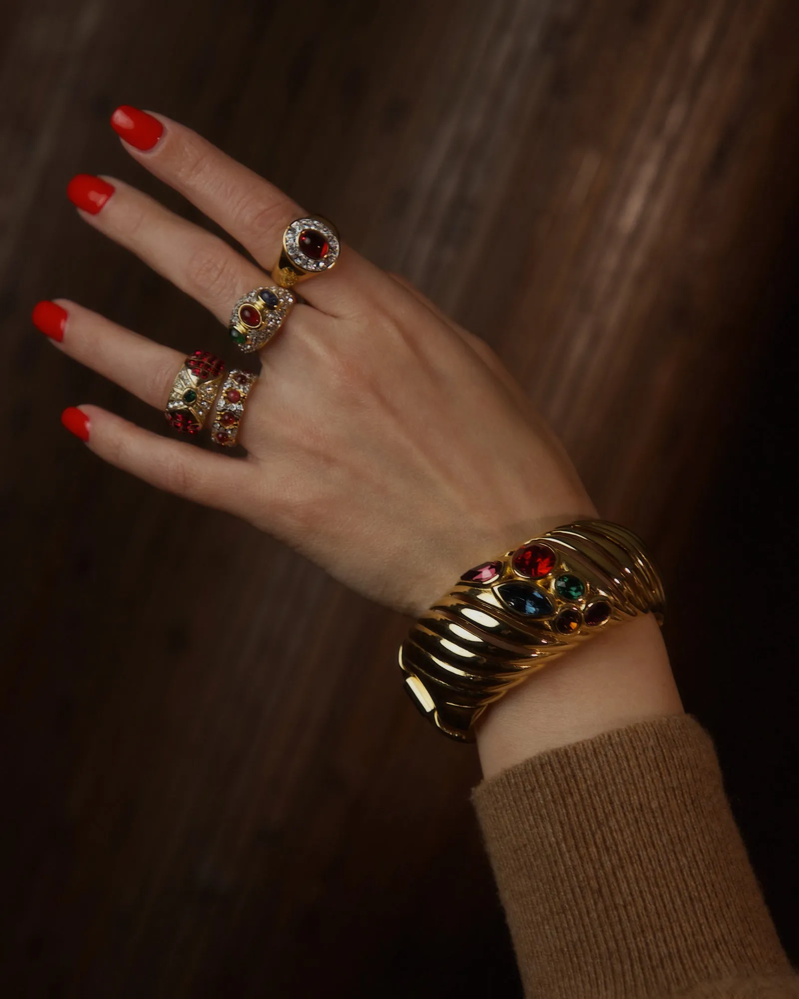 Vintage Givenchy Gem Stone Hinged Bangle