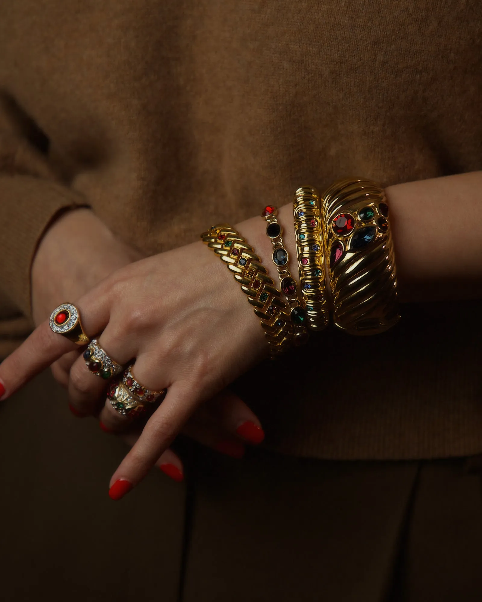 Vintage Givenchy Gem Stone Hinged Bangle
