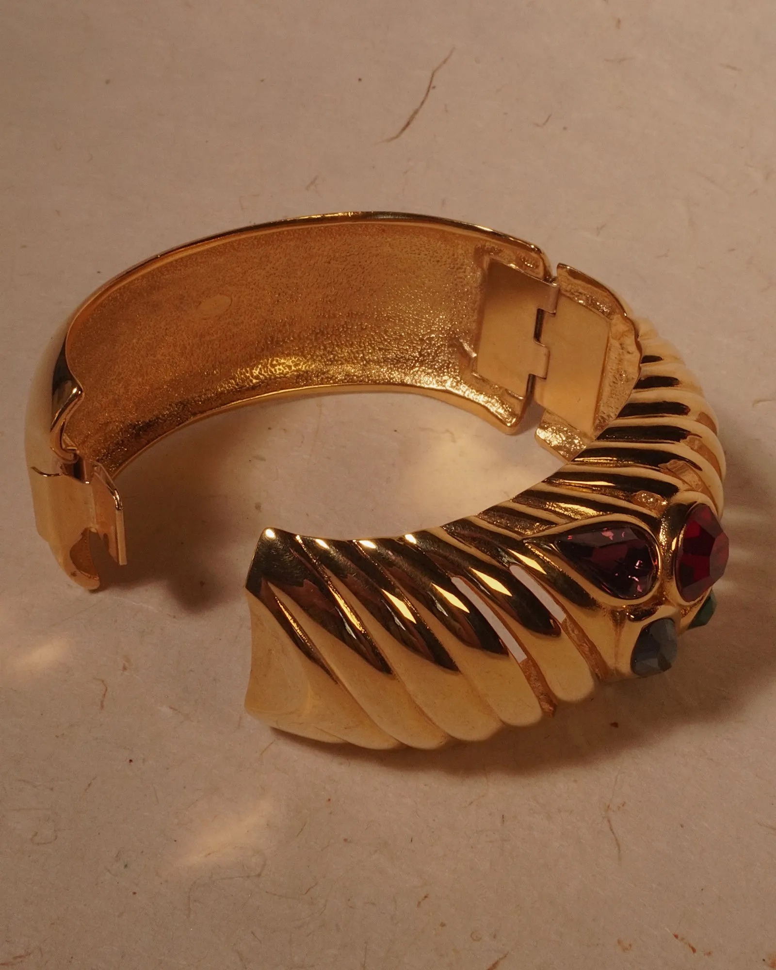 Vintage Givenchy Gem Stone Hinged Bangle