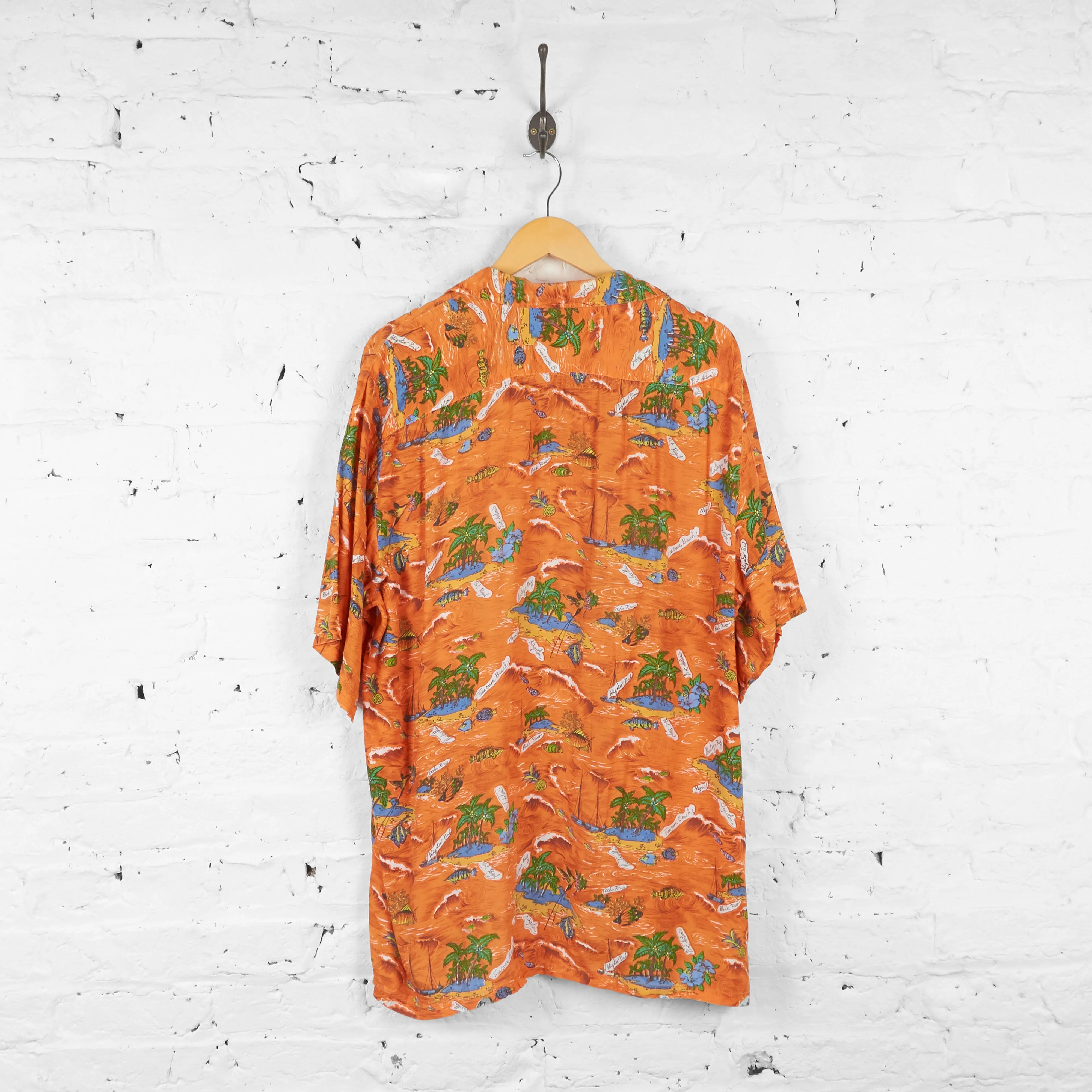 Vintage Hawaiian Island Shirt - Orange - XL