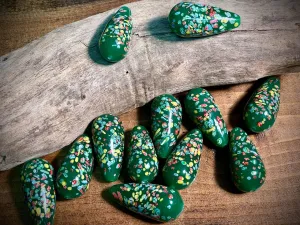 Vintage Japanese Glass—Green Pear Glass Bead—36mm x 18mm