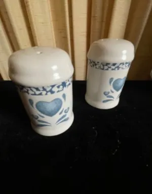 Vintage Jay Imports Corelle Blue Heart Sugar and Creamer Bowl