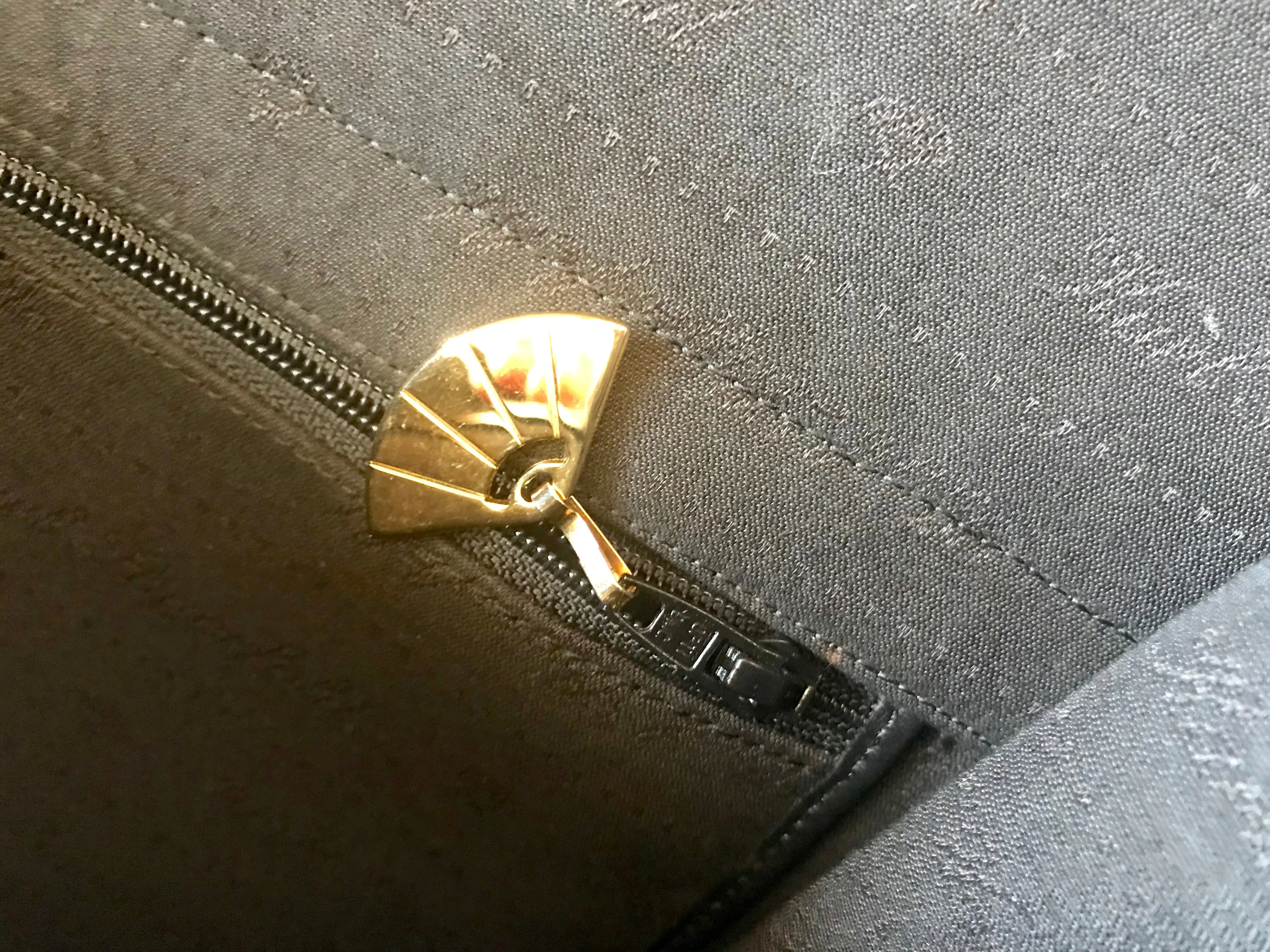 Vintage Karl Lagerfeld black fan pattern document bag, portfolio purse with logo motif. Great for unisex and daily use.