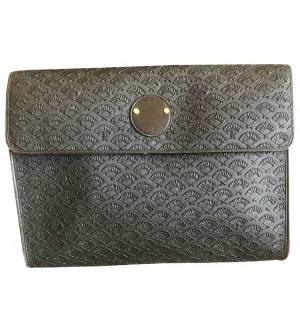 Vintage Karl Lagerfeld black fan pattern document bag, portfolio purse with logo motif. Great for unisex and daily use.