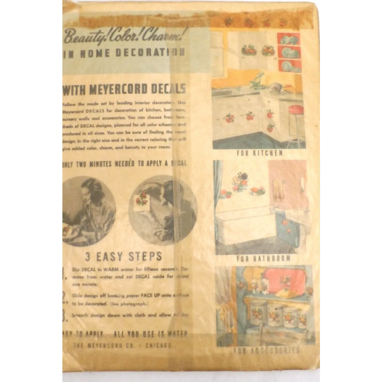 Vintage Kitchen Apt Decals Unused Cherries Apples So Kitschy! 1940s