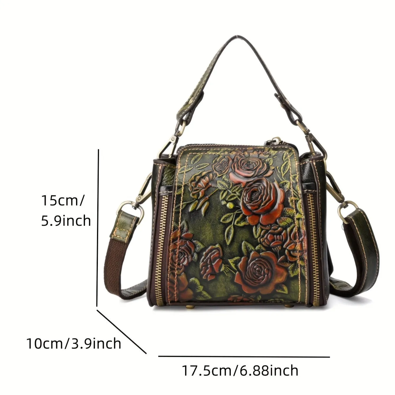 Vintage Leather Crossbody 1pc Genuine Leather Bag Light Brown