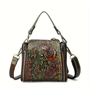Vintage Leather Crossbody 1pc Genuine Leather Bag Light Brown