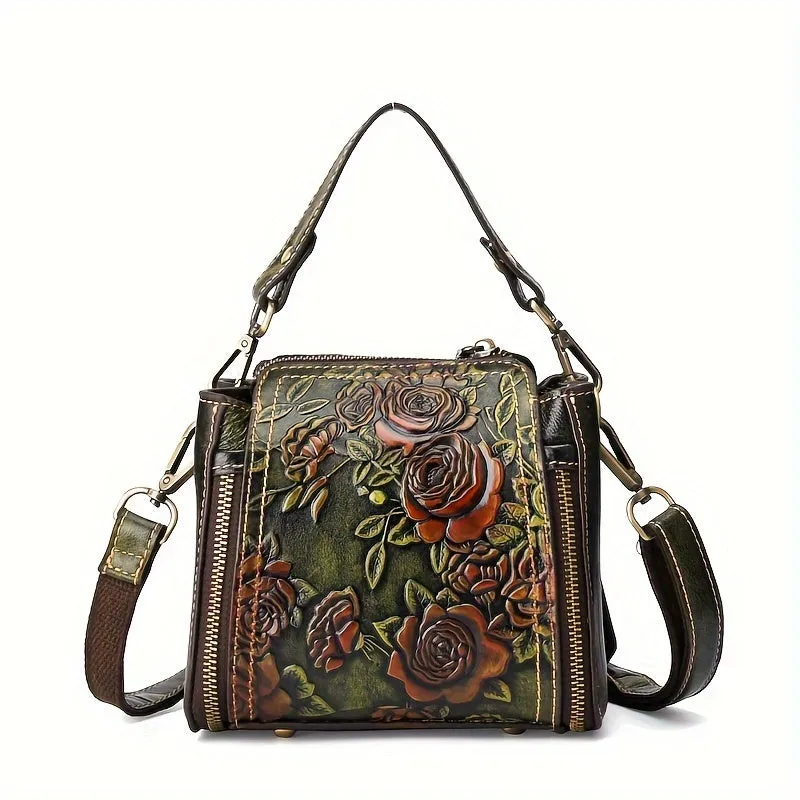 Vintage Leather Crossbody 1pc Genuine Leather Bag Light Brown