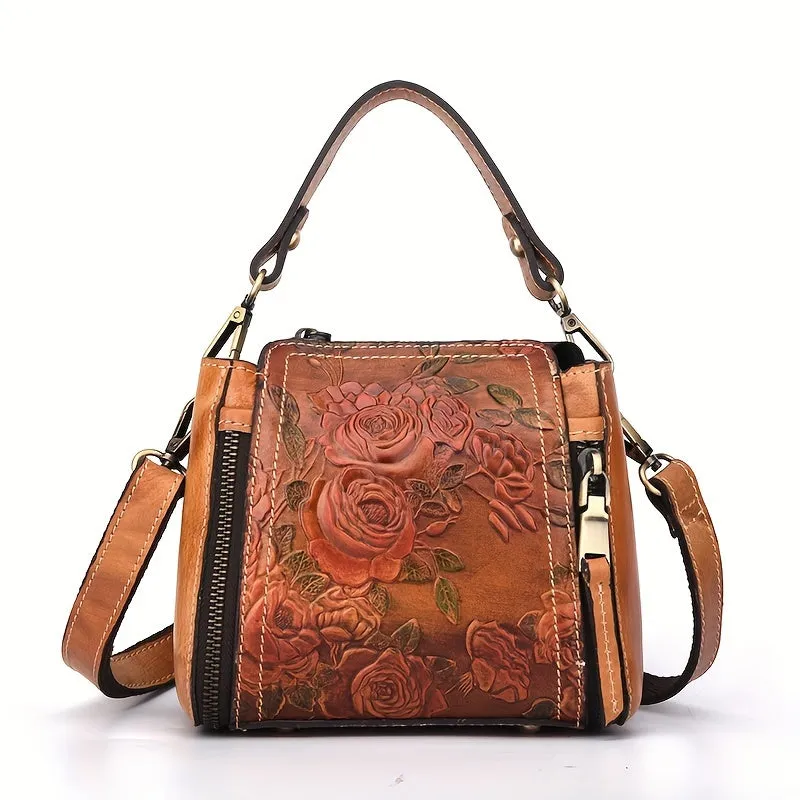Vintage Leather Crossbody 1pc Genuine Leather Bag Light Brown