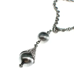 Vintage Monet Silver Bolero Necklace, Pendant, Silver Tone Setting, Spring Ring Clasp