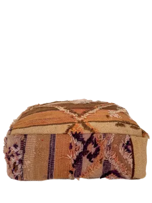 Vintage Striped Hanbel Mixed Pile Pouf - Brown Accent