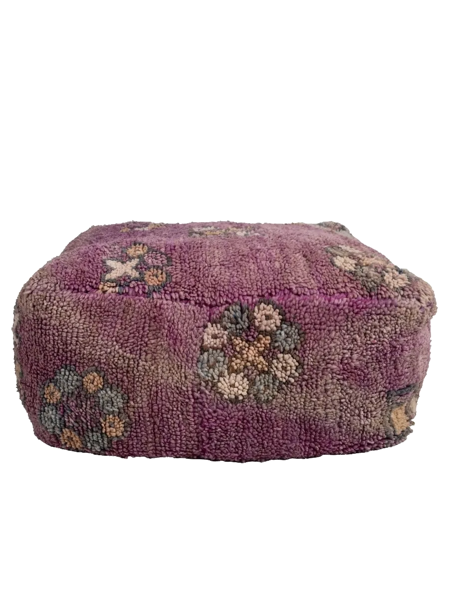 Vintage Talsint Pouf - Violet Flowers