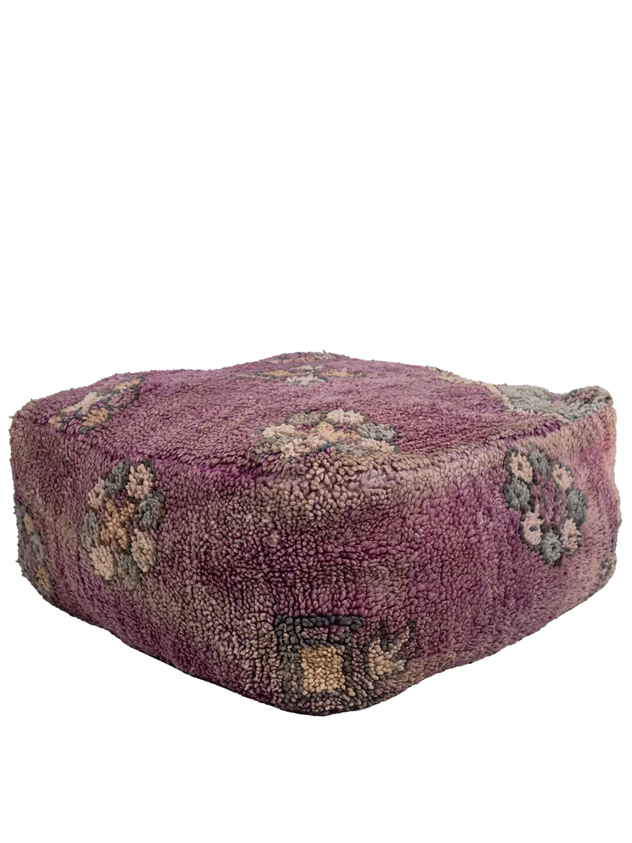 Vintage Talsint Pouf - Violet Flowers