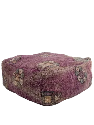 Vintage Talsint Pouf - Violet Flowers