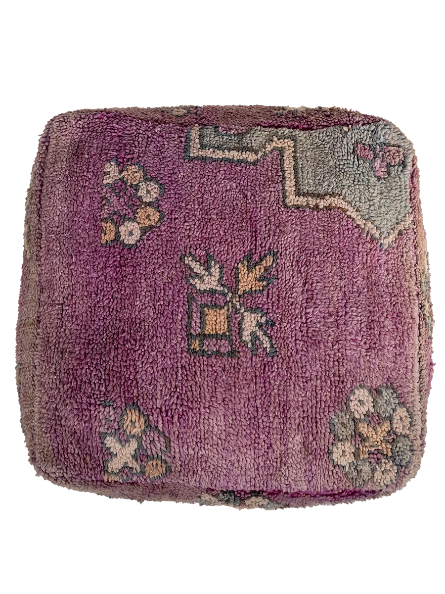 Vintage Talsint Pouf - Violet Flowers