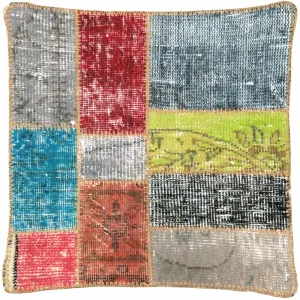 Vintage Turkish OverDyed Patchwork Pillow - 24" x 24"