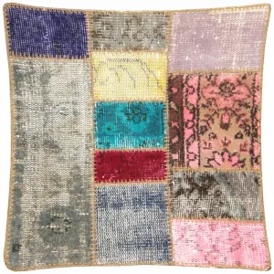 Vintage Turkish OverDyed Patchwork Pillow - 24" x 24"