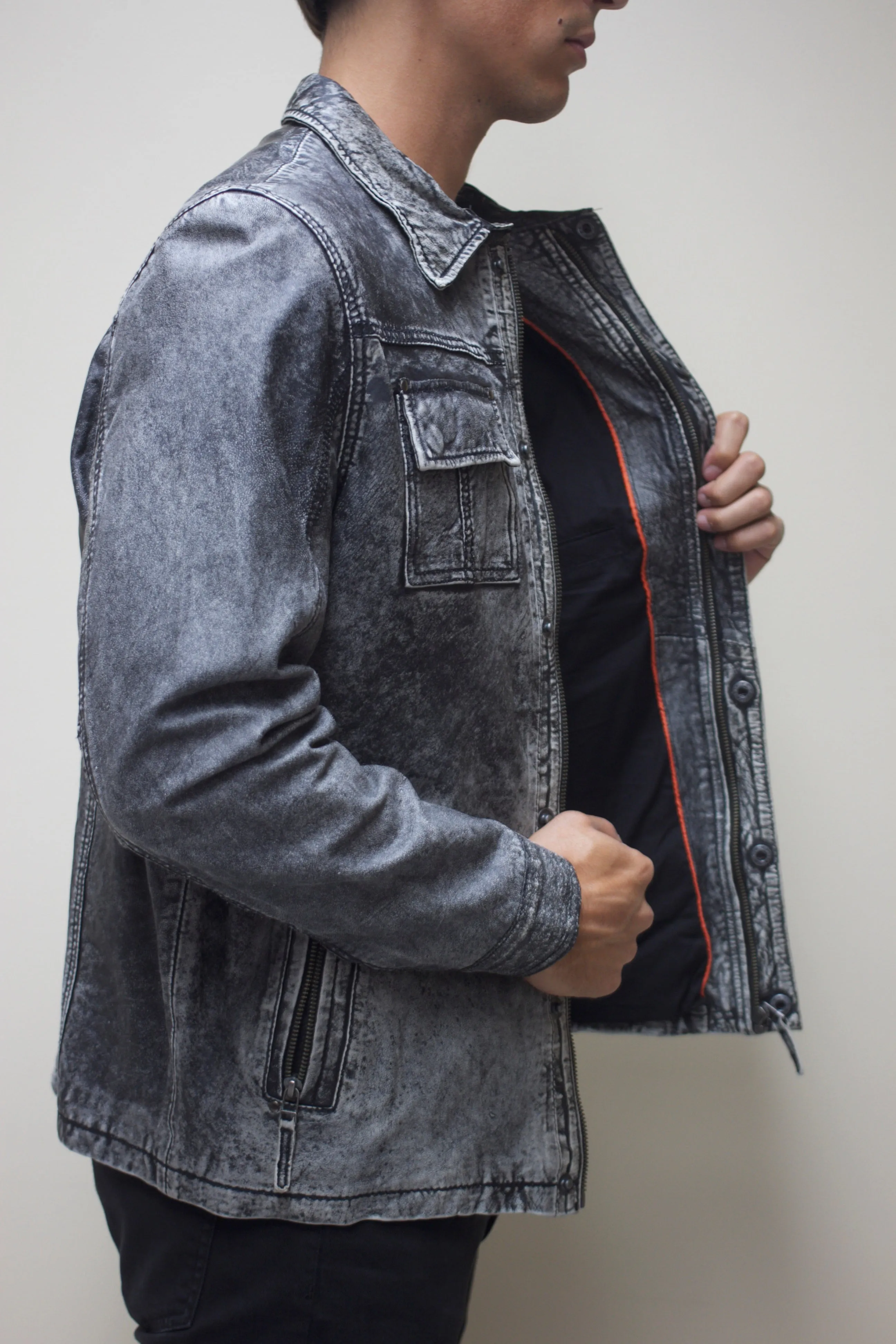 Washed Brittle Lambskin Jacket