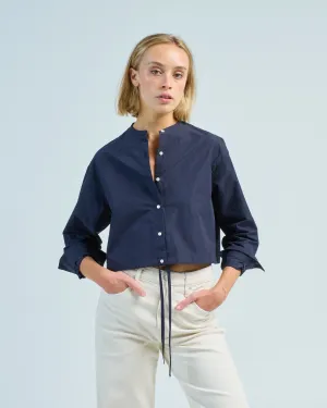 washed cotton drawstring top