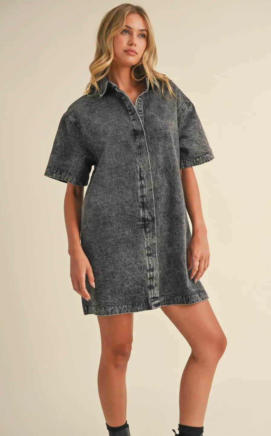 WASHED DENIM DRESS