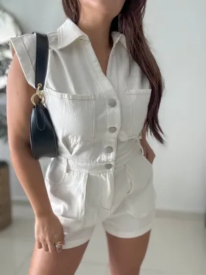 Washed Denim Romper