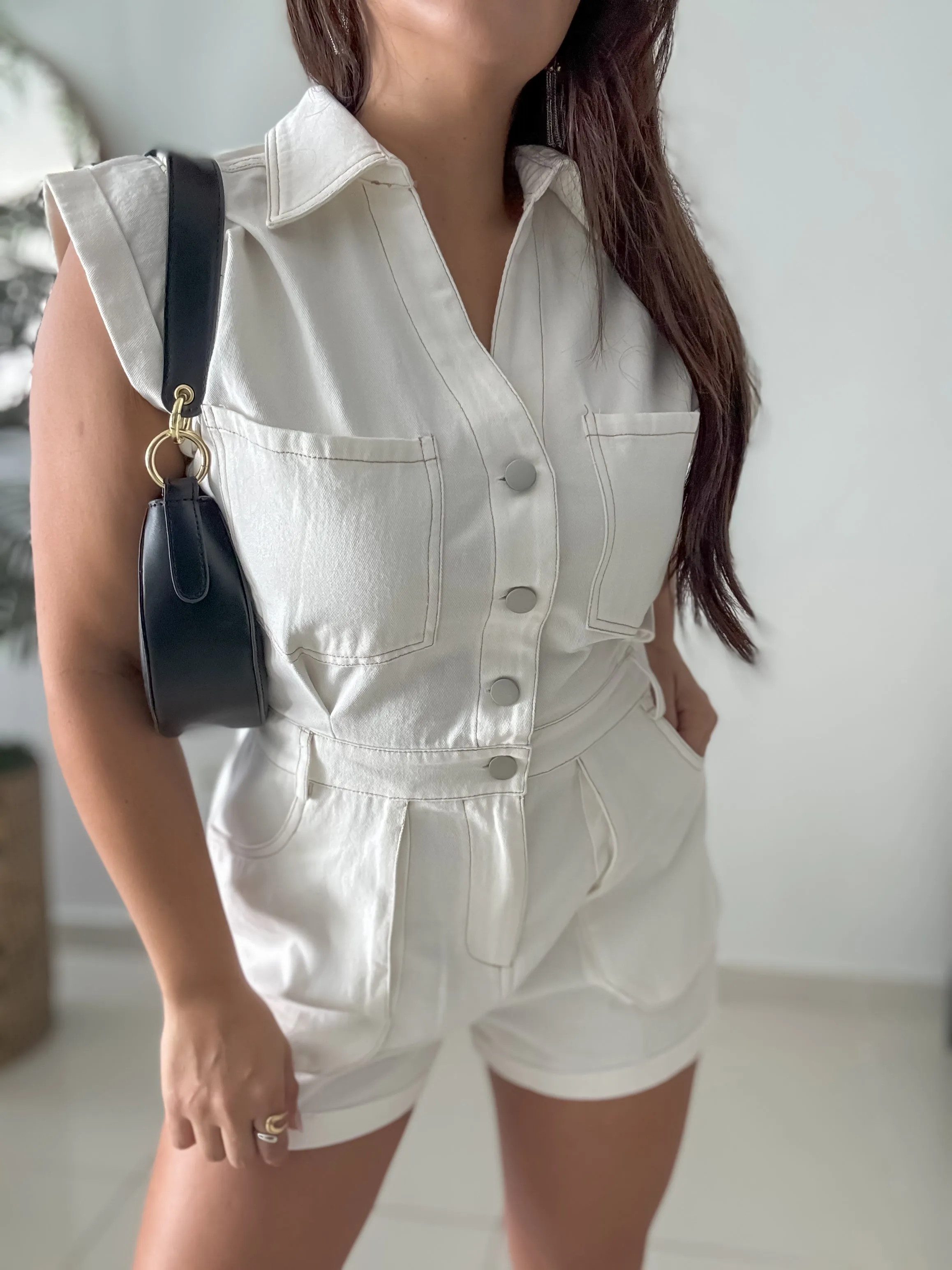 Washed Denim Romper