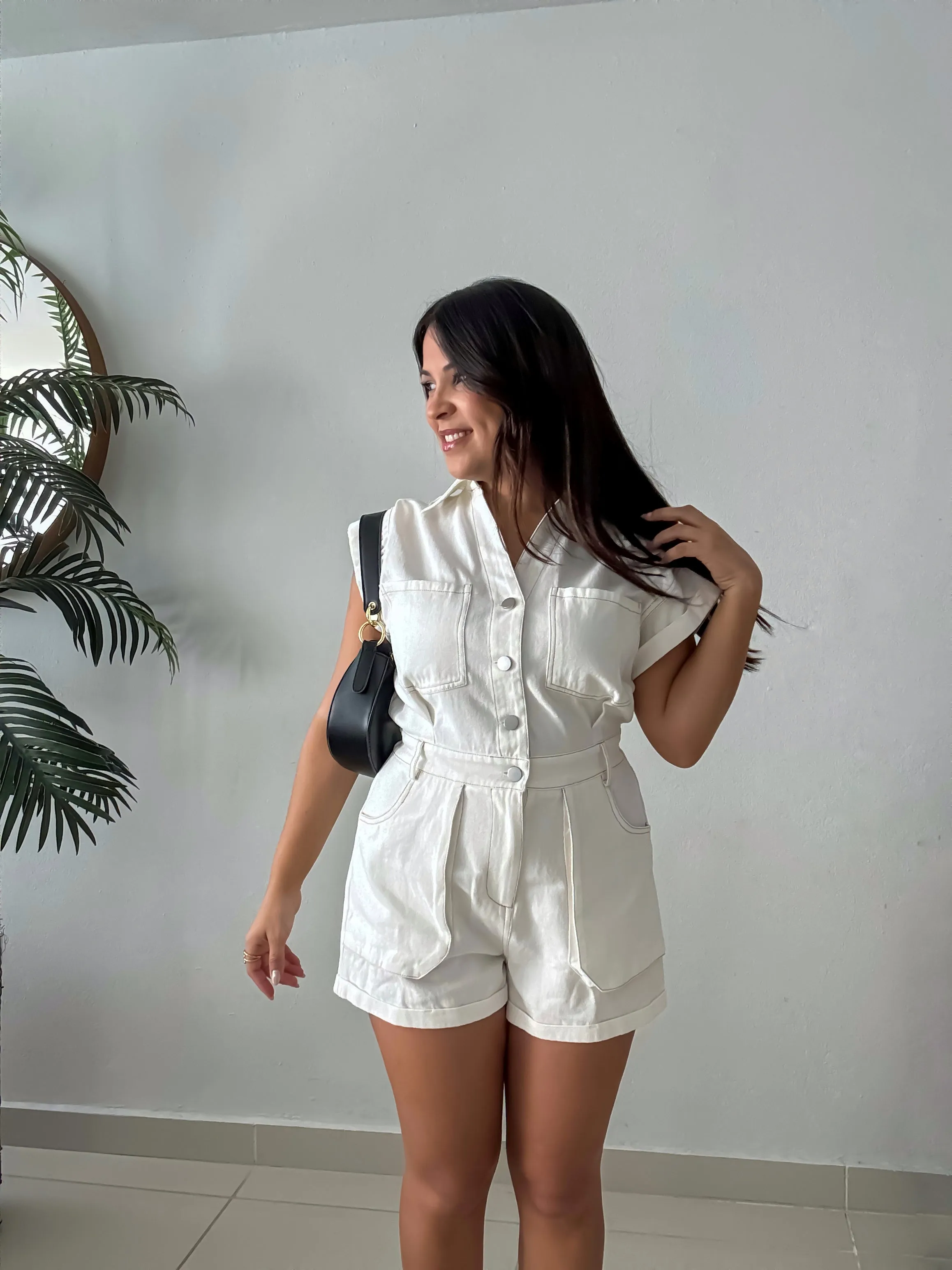 Washed Denim Romper