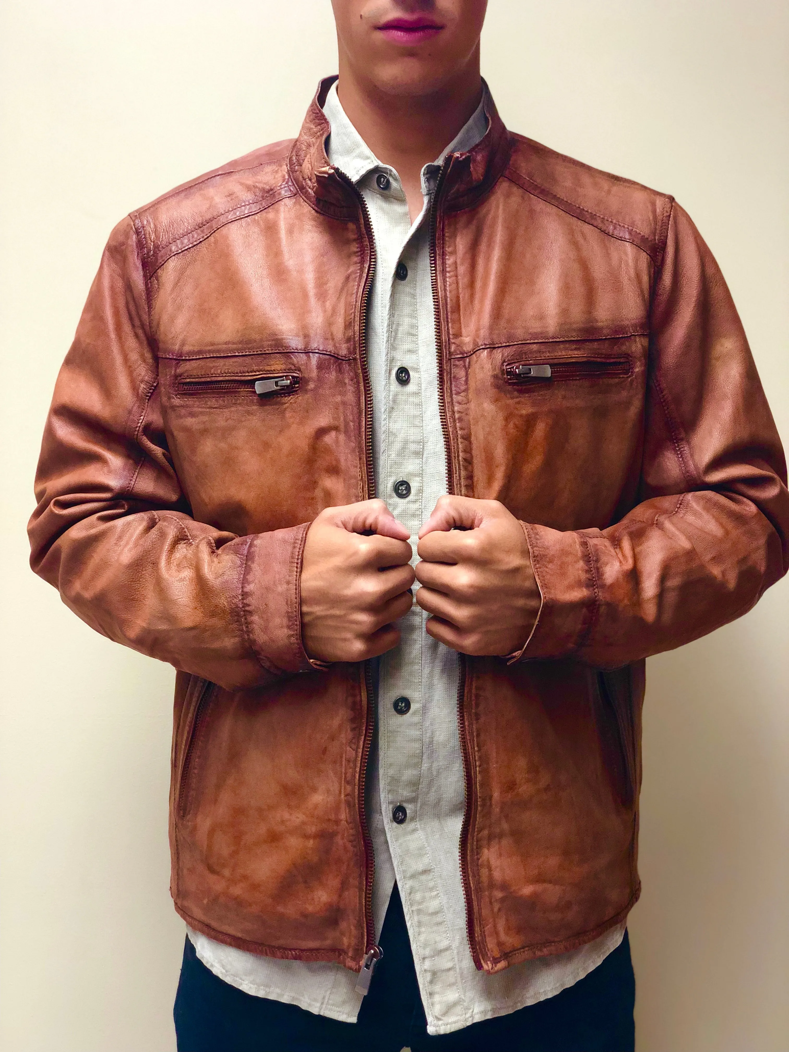 Washed Lamb Blouson Jacket