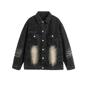 Washed Ripped Denim Jacket