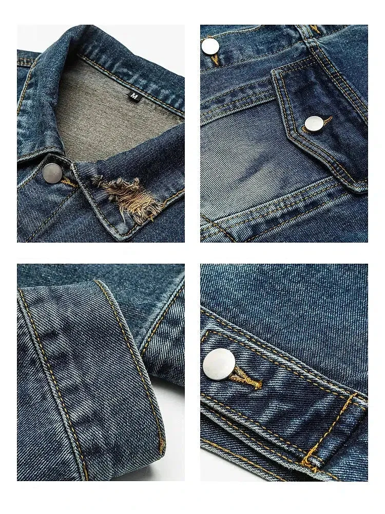 Washed Ripped Denim Jacket