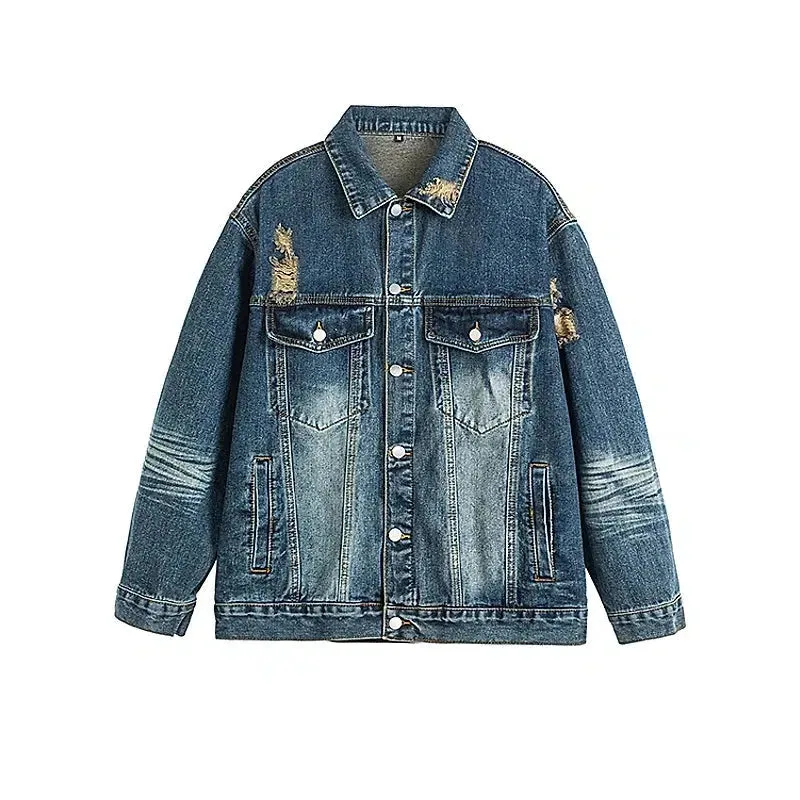 Washed Ripped Denim Jacket