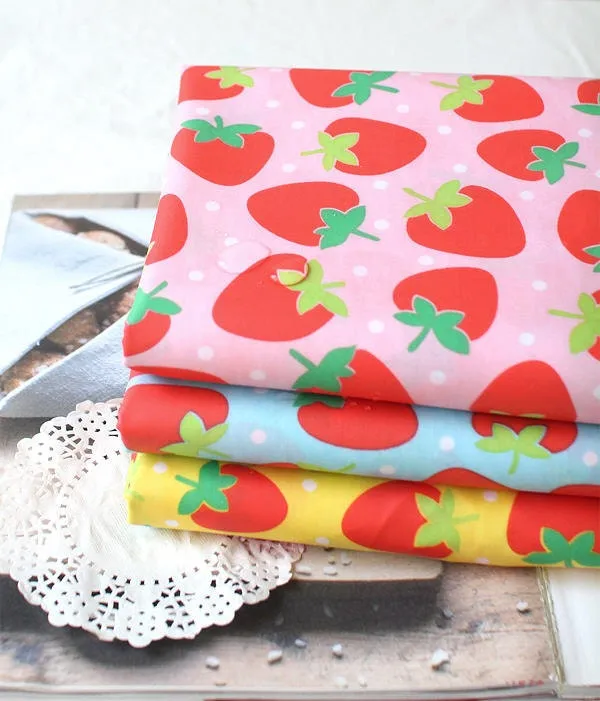 Waterproof Fabric Strawberry Laminated Cotton Blend Fabric - Pink - By the Yard 39427