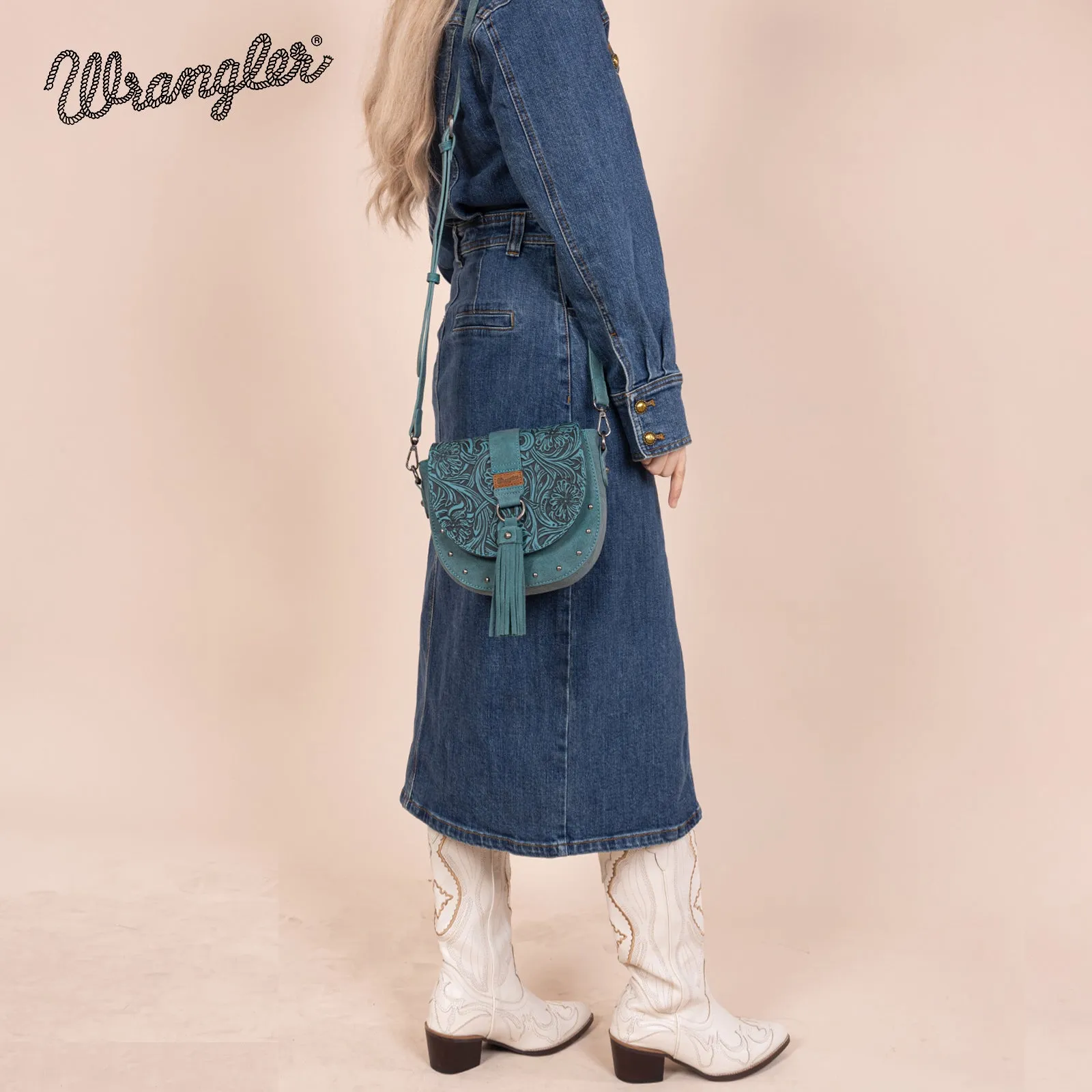 WG160-60113   Wrangler Western Tooled Saddle Bag Crossbody