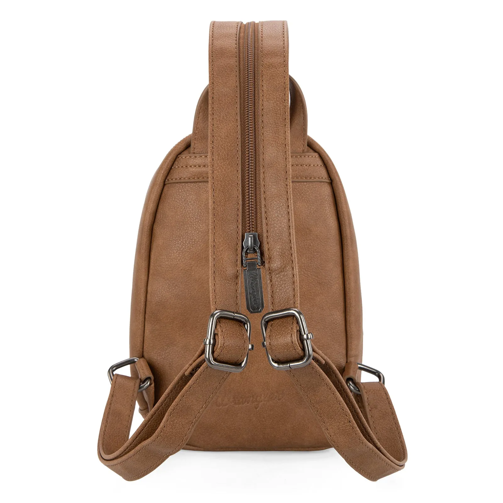 WG164-210   Wrangler Denim Patchwork Mini Backpack with Detachable Coin Pouch  -Jean
