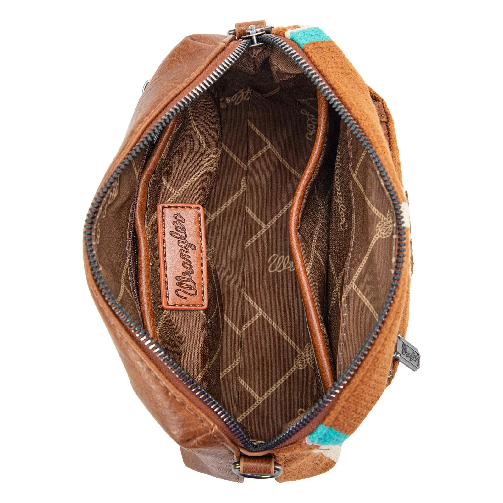 WG174-1832  Wrangler Southwestern Knitted Crossbody Bag  - Brown