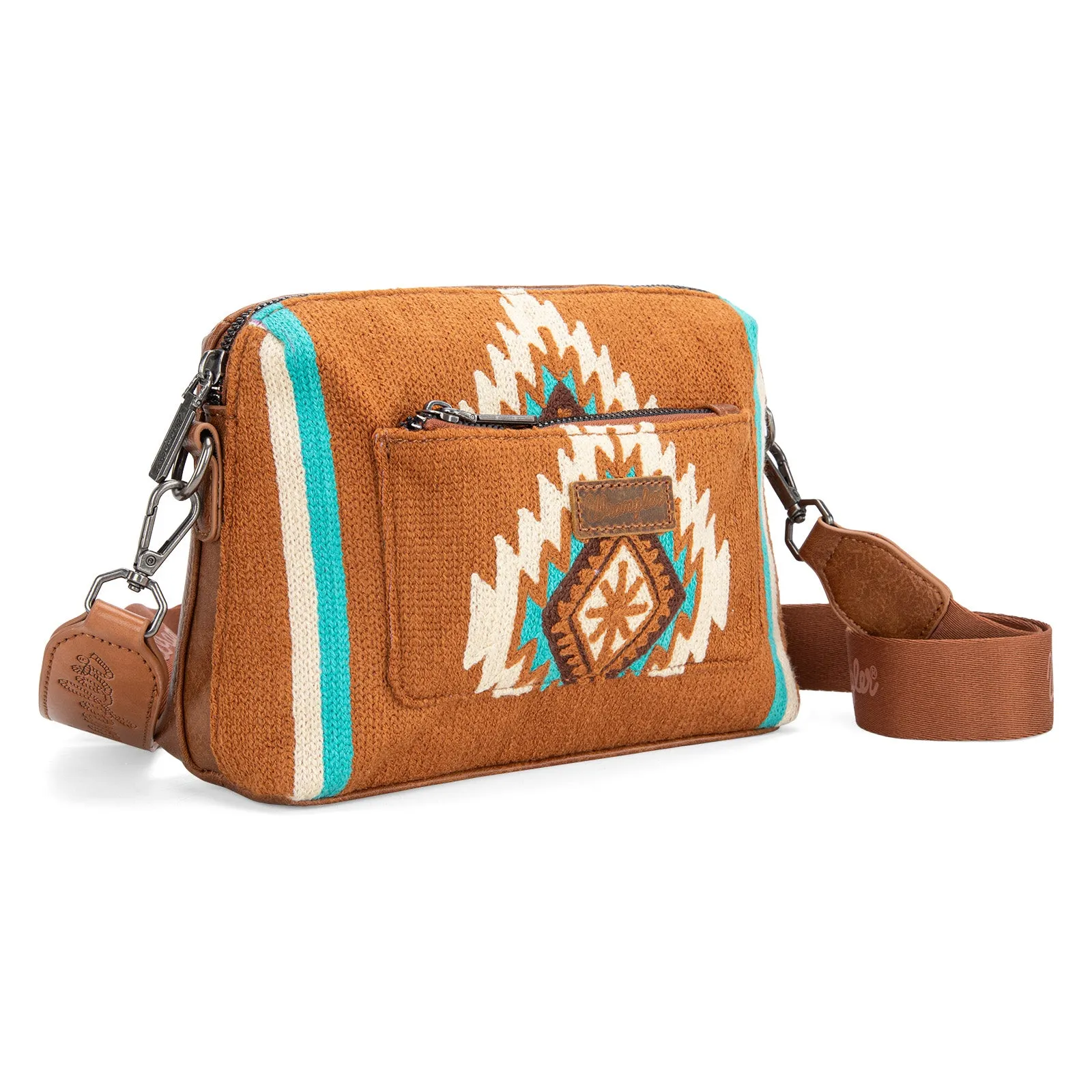 WG174-1832  Wrangler Southwestern Knitted Crossbody Bag  - Brown