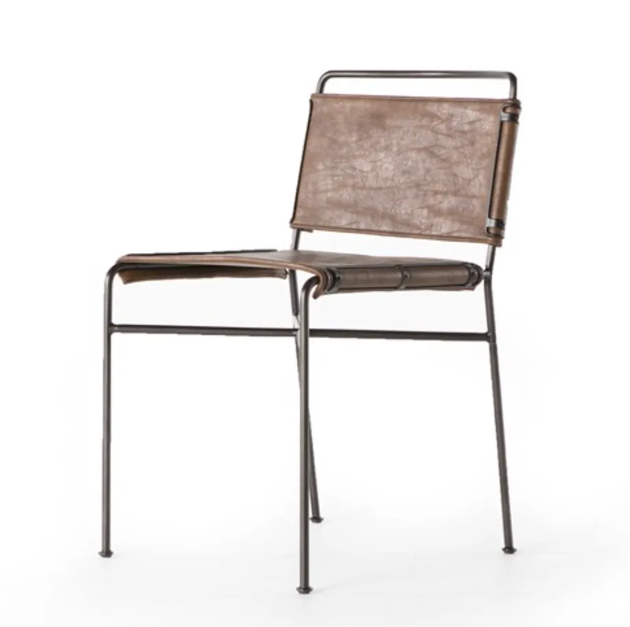 WHARTON DINING CHAIR, DISTRESSED BROWN