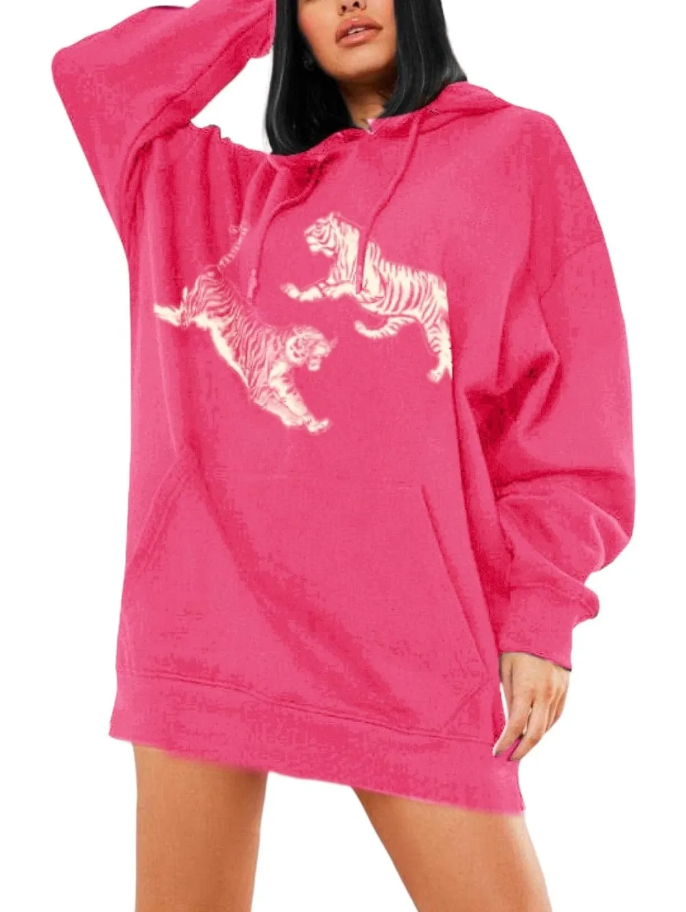 Wild Majesty Dropped Shoulder Tiger Graphic Hoodie
