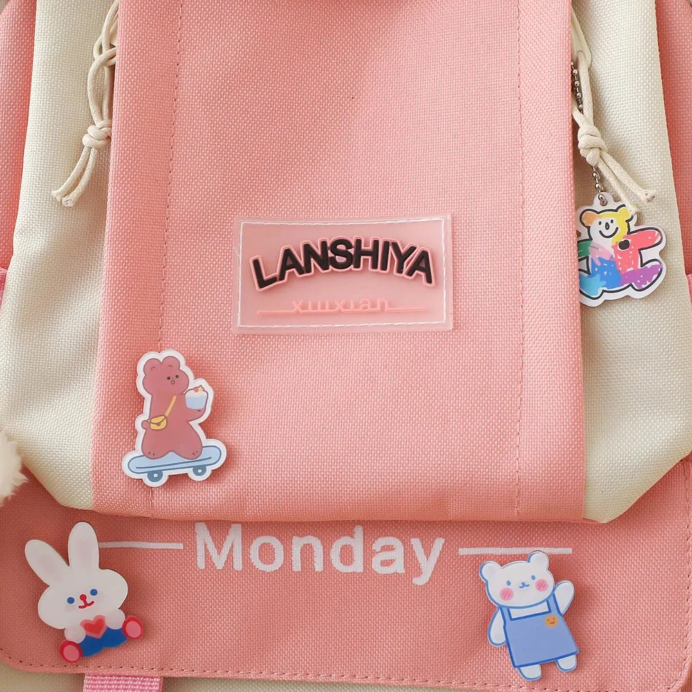 Women School Backpacks Schoolbag Canvas 4in1 For Teenagers Girls Student College Book Bag Satchel CasualBolsas Mochilas