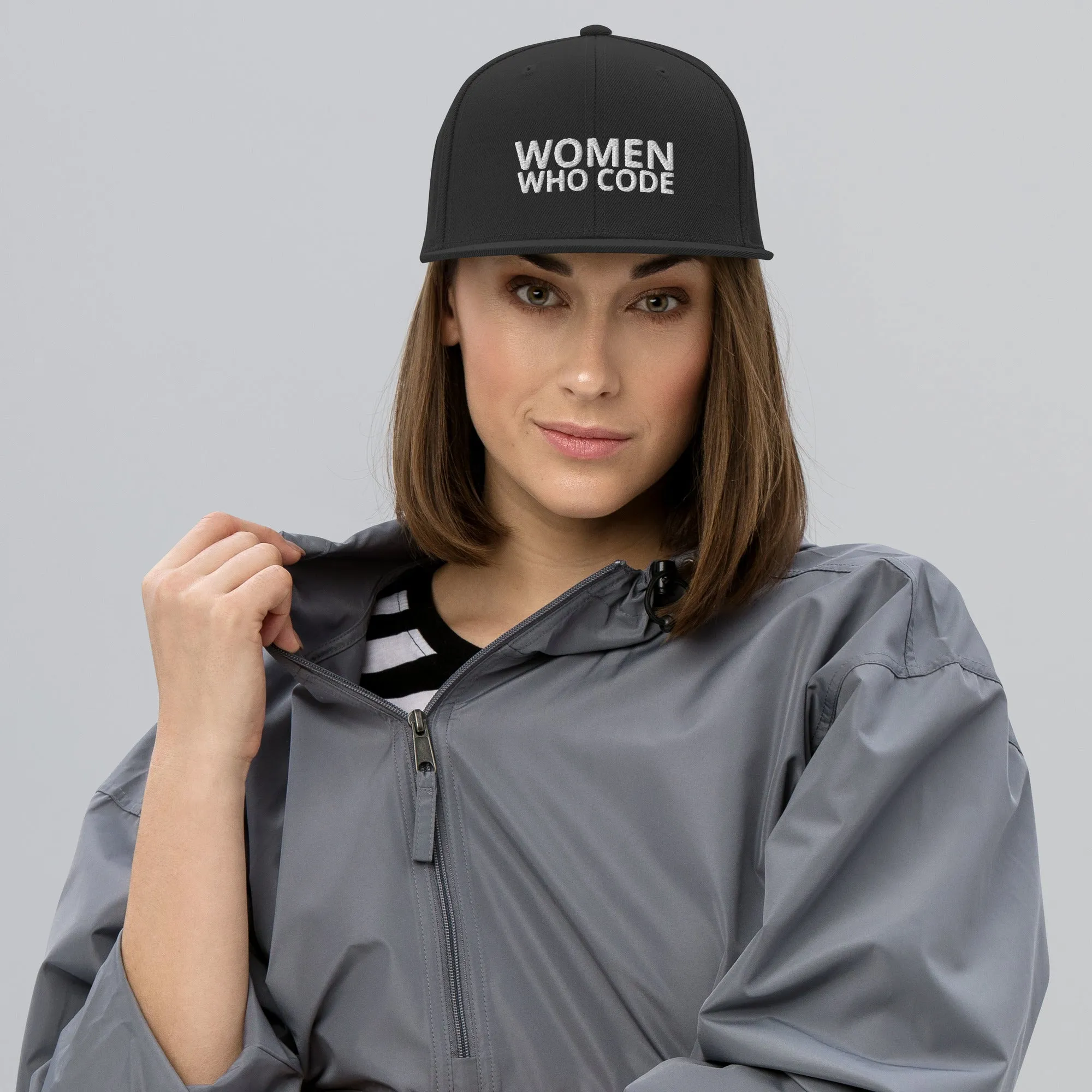Women who code black snapback hat
