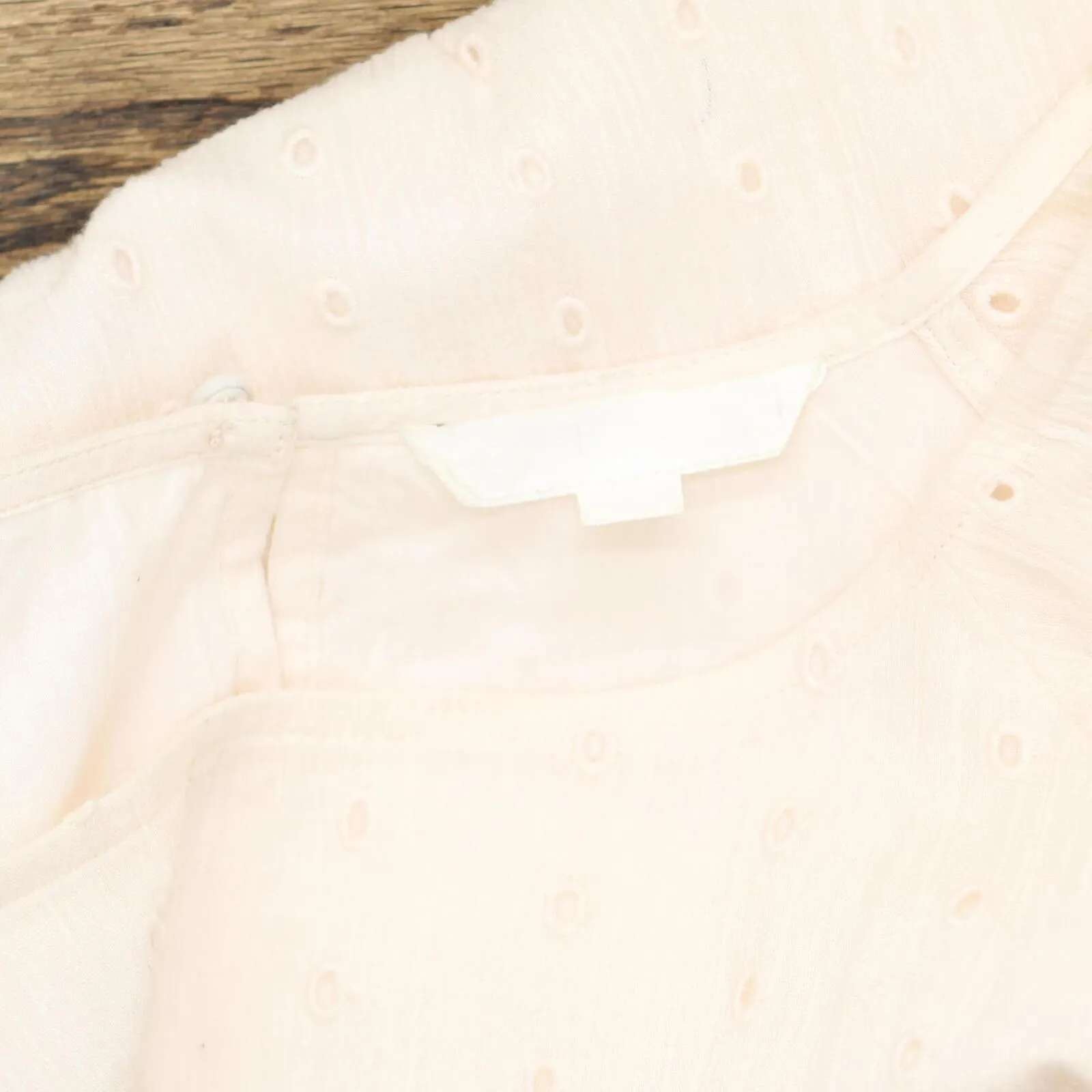 Womens Eyelet Lined Split Blouse Shirt Top Light Pink See Measurements